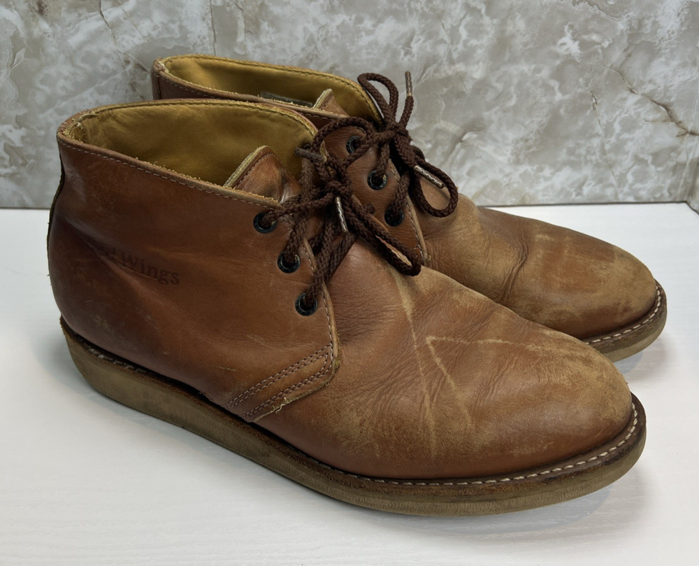 Vintage Red Wing 595 Chukka Leather Lace Up Boots Mens Sz 9 D - Made In USA